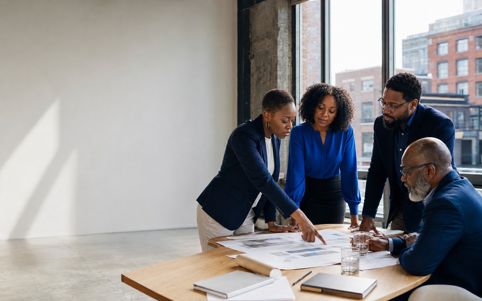 Des entrepreneurs et professionnels en séance de travail stratégique