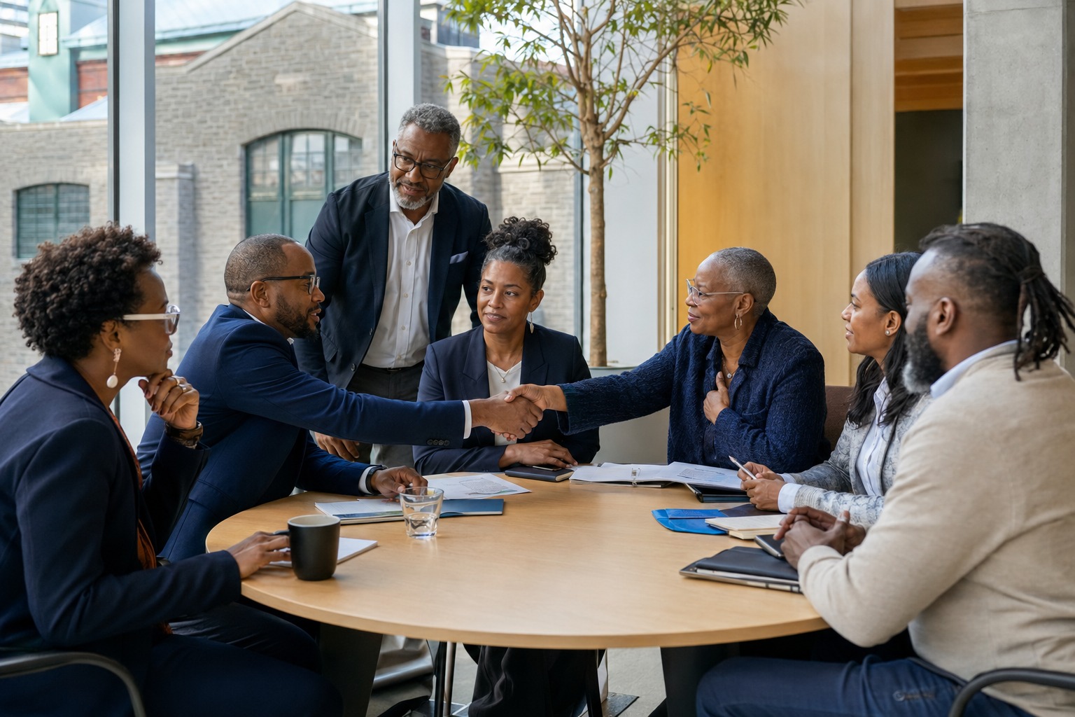Des entrepreneurs et dirigeants en conversation d’affaires